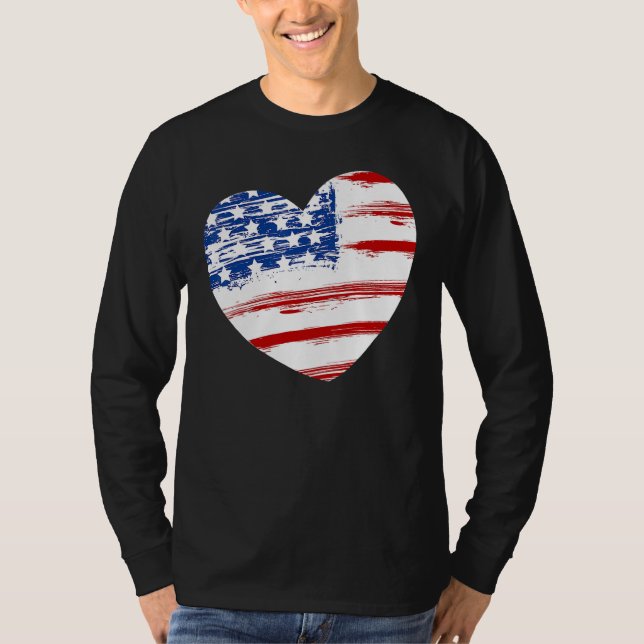 T-shirt US American Flag Heart For Independence Day On 4th (Devant)