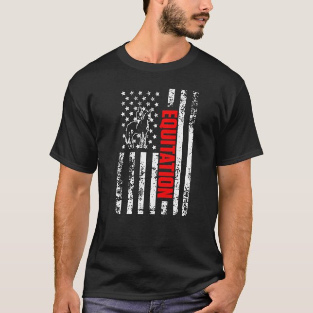 T-shirt US American Flag Horse Lover Sports Patriotic Equi (Devant)