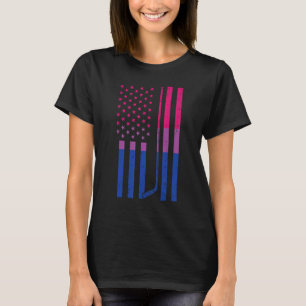 T-shirt US American Flag Ice Hockey Bisexual Bi Pride Lgbt