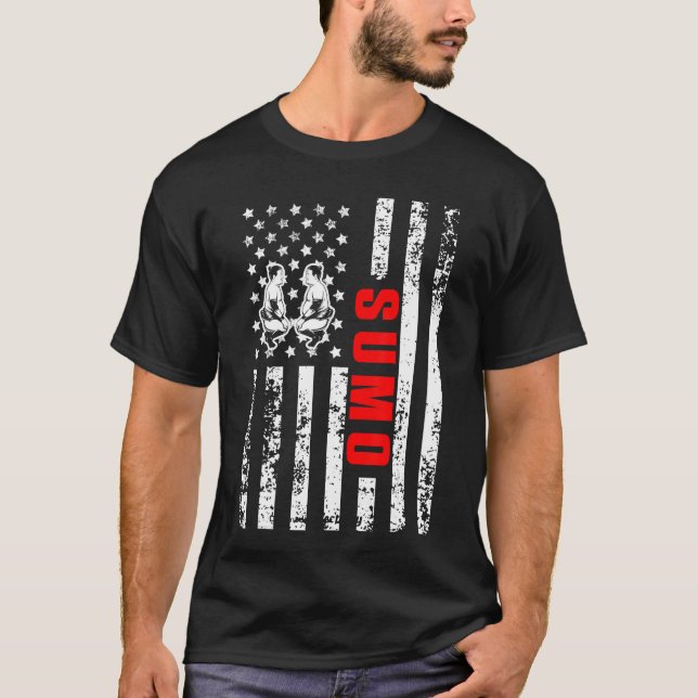 T-shirt US American Flag Japanese Sports Patriotic Sumo fa (Devant)