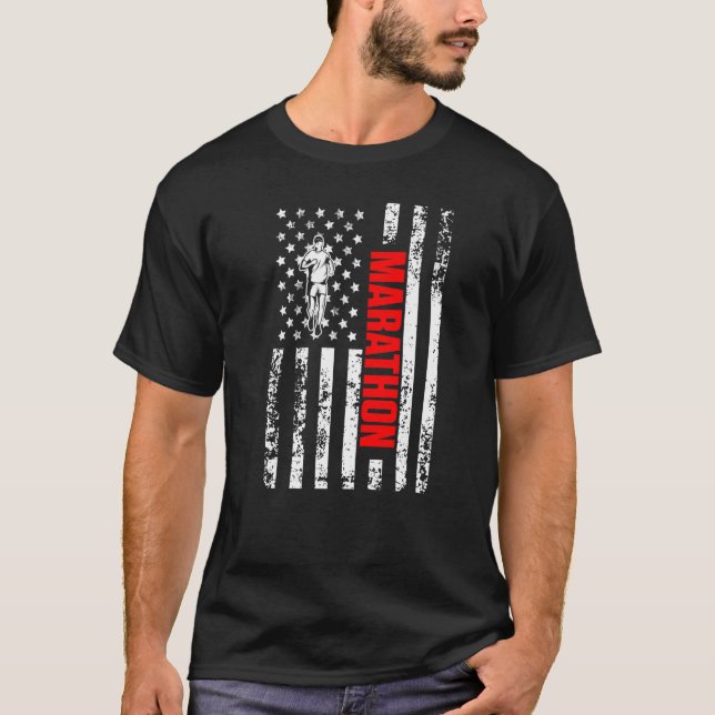 T-shirt US American Flag Running Sports Patriotic Half Mar (Devant)
