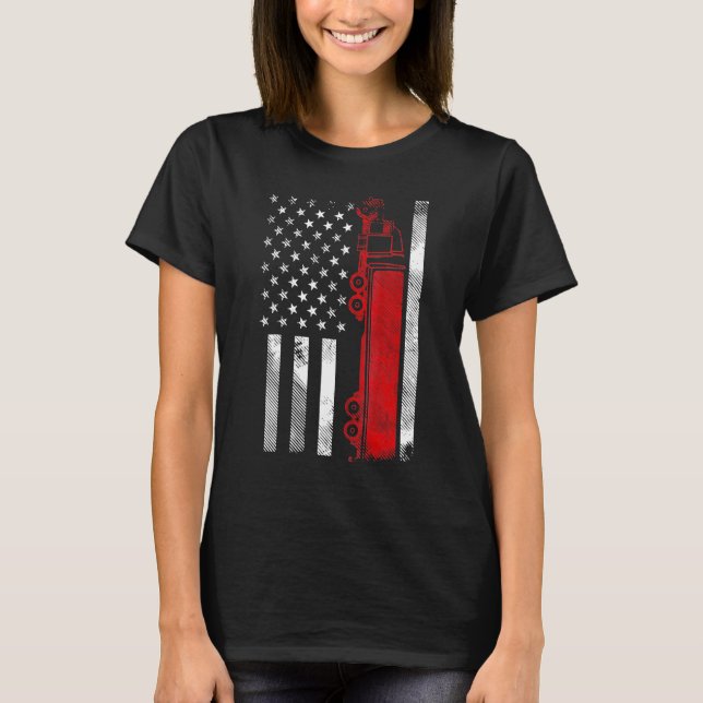 T-shirt US American Flag Semi Truck Driver 18 Wheeler Truc (Devant)