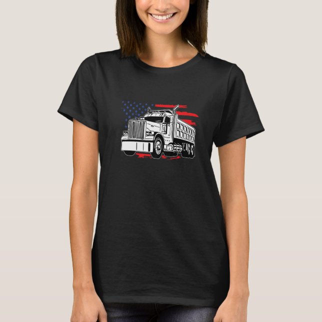 T-shirt US American Flag Semi Truck Driver TEE American Fl (Devant)