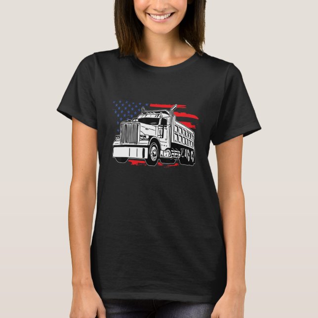 T-shirt US American Flag Semi Truck Driver TEE American Fl (Devant)