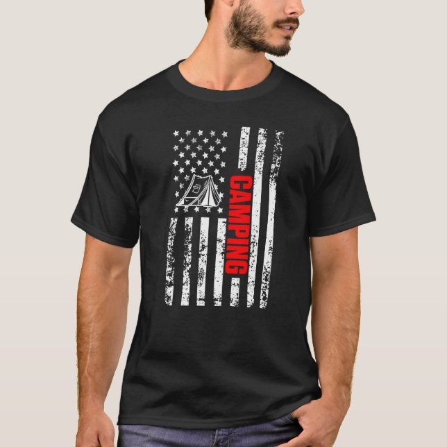 T-shirt US American Flag Sports Patriotic Camping Premium (Devant)