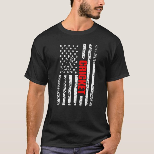 T-shirt US American Flag Sports Patriotic Cricket Premium (Devant)