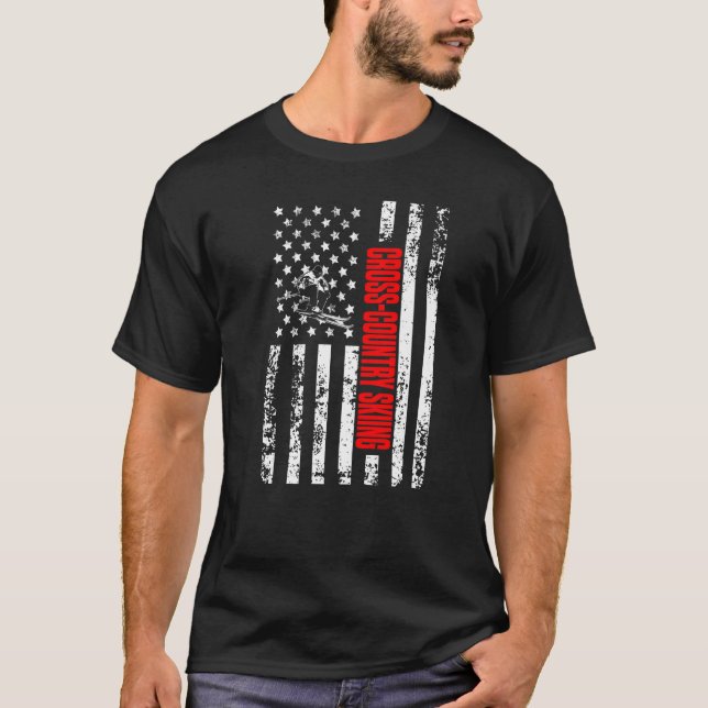 T-shirt US American Flag Sports Patriotic Cross-Country Sk (Devant)