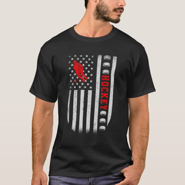 T-shirt US American Flag Sports Patriotic Hockey (Devant)