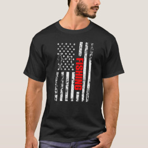 T-shirt US American Flag Sports Patriotique Fishing Premiu