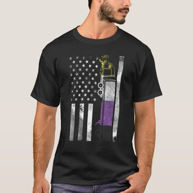T-shirt US American Flag Truck Non binaire Enby Nb Pride F (Devant)