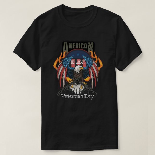 T-shirt US Army eagle shirt, and veterans' machine guns (Design devant)