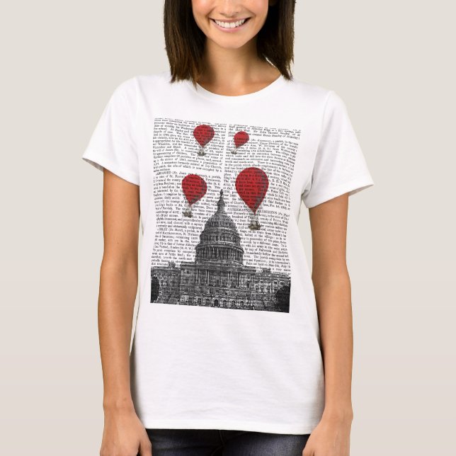T-shirt US Capitol Building and Red Hot Air Balloons (Devant)
