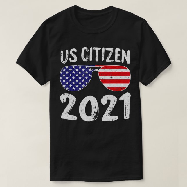 T-shirt Us Citizen 2021 4 juillet Cool American Flag Sun (Design devant)
