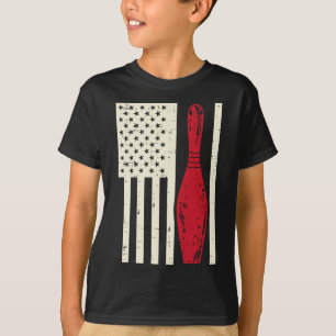 T-shirt Us Drapeau Bowling Pin Vintage Patriotique Bowler