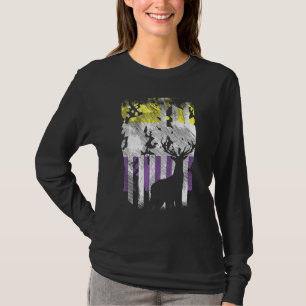 T-shirt Us Drapeau Chasse De Cerfs Non binaire Enby Nb Pri