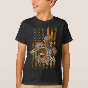 T-shirt Us Drapeau Footbyll Skeleton Halloween Pour Hommes