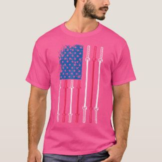 T-shirt Us Drapeau Hausse-poids Patriotique Barbell Exerci