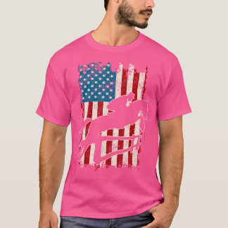 T-shirt US Drapeau Horse Show Jumping Equestrio