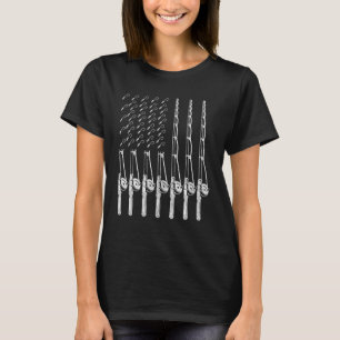 T-shirt Us Drapeau Pêche Poteau Patriotique Pêcheur Hobby 