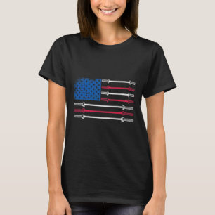 T-shirt Us Drapeau Poids Barbell Patriotic Love Fitne