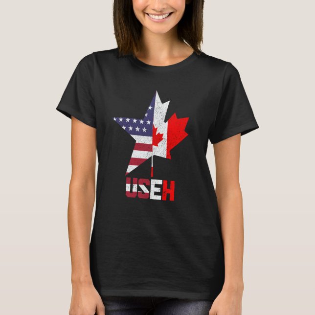 T-shirt US Eh Canada Canadian American Flag Pride Patrioti (Devant)