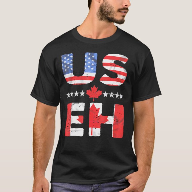 T-shirt Us Eh Canada Flag Fide Vacances Voyage Canadien (Devant)