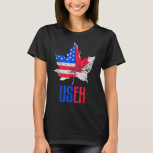 T-shirt Us Eh Leaf Canadian American Flag Canada Usa Part