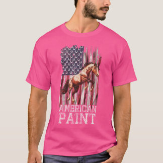 T-shirt Us Flag American Paint Horse Lover Horseback Ridin