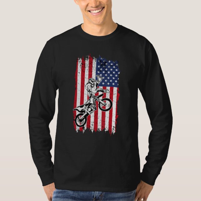 T-shirt US Flag Dirt Bike Fly Shirt  Motocross US Dirt Bik (Devant)