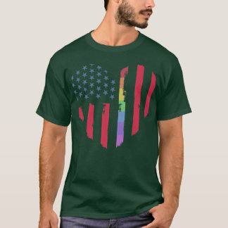 T-shirt US Flag Heart Rainbow LGBTQ Queer Equality Pride M