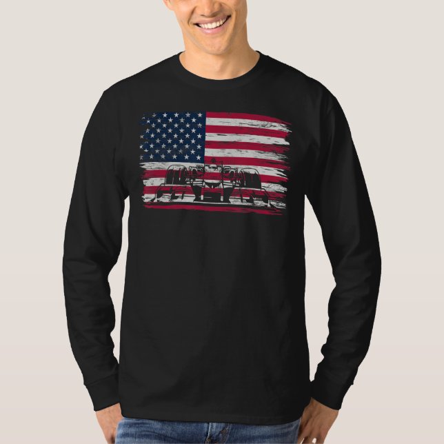 T-shirt US Flag Patriot Formula Racing Lovers Car Fan (Devant)