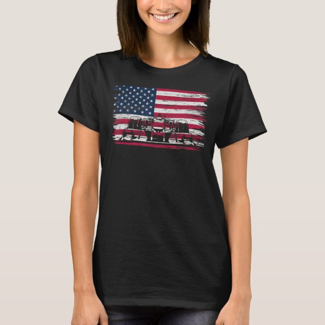 T-shirt US Flag Patriot Formula Racing Lovers Car Fan (Devant)