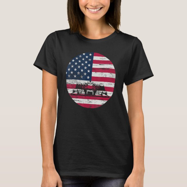 T-shirt US Flag Patriot Formula Racing Lovers Car Fan_2 (Devant)