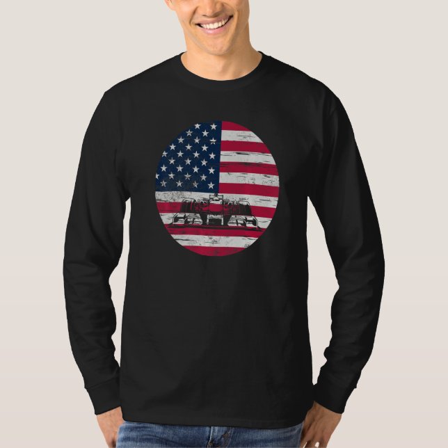 T-shirt US Flag Patriot Formula Racing Lovers Car Fan Prem (Devant)