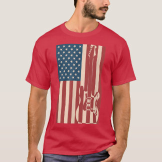 T-shirt Us Flag Patriotic Guitarist Design Distressed Guit