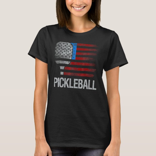 T-shirt US Flag Pickleball Player Paddleball Lover_1 (Devant)