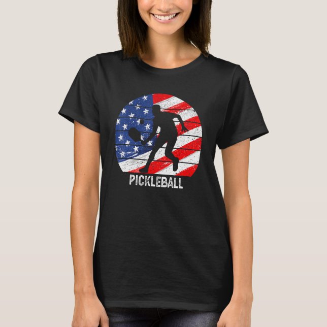 T-shirt US Flag Pickleball Player Paddleball Lover Men Wom (Devant)
