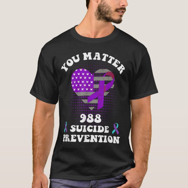 T-shirt Us Flag You 988 Suicide Prevention Awareness Ribbo (Devant)