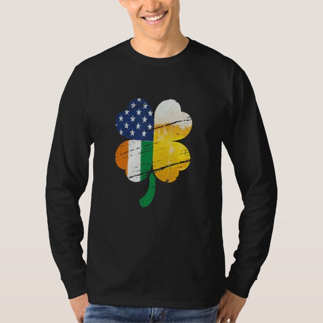 T-shirt US Irish Flag Drinking Beer (Devant)