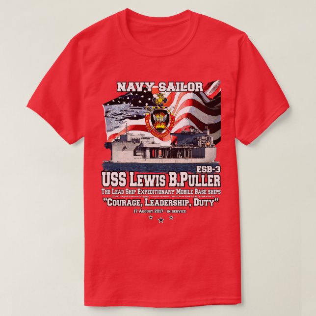 T-shirt US Lewis B Puller ESB3 Navire vétérans de la marin (Design devant)
