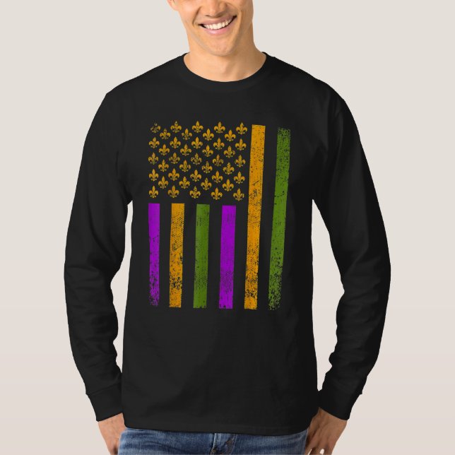 T-shirt US Mardi Gras Flag Celebration For Men & Women (Devant)