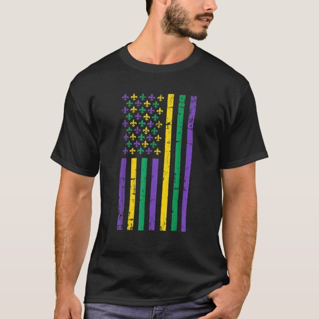 T-shirt US Mardi Gras Flag Celebration Outfit For (Devant)