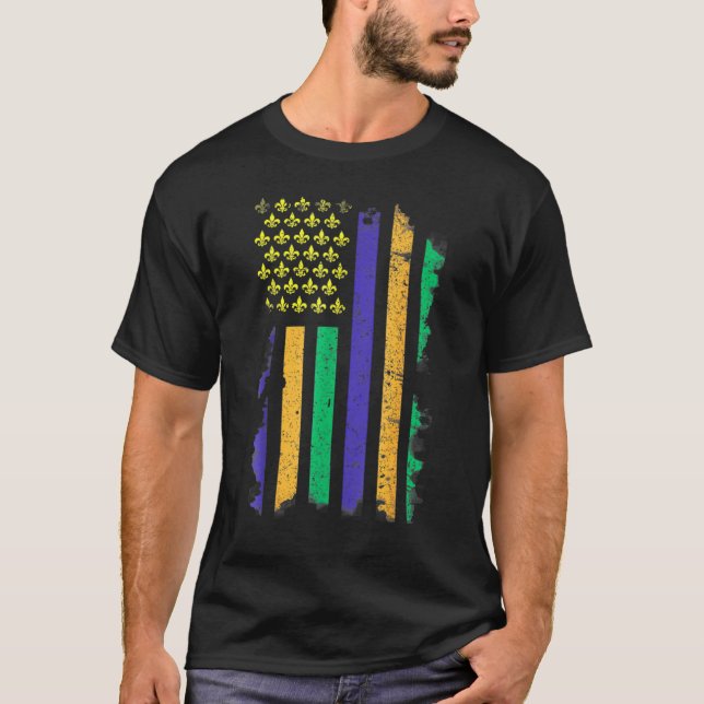 T-shirt US Mardi Gras Flag - Celebration Outfit For Men &  (Devant)