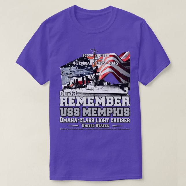 T-shirt US Memphis CL13 Omahaclass léger croiseur anciens  (Design devant)