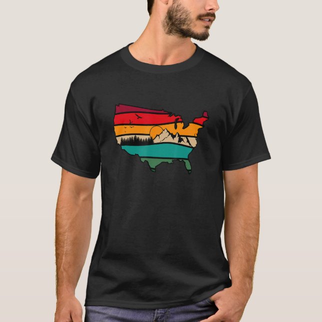 T-shirt US Mountain Landscape Scene Traveler Hiking Campin (Devant)