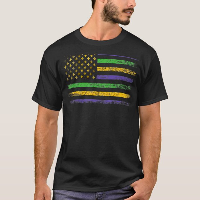 T-shirt Us New Orleans Mardi Gras Drapeau 2023 Pour Hommes (Devant)