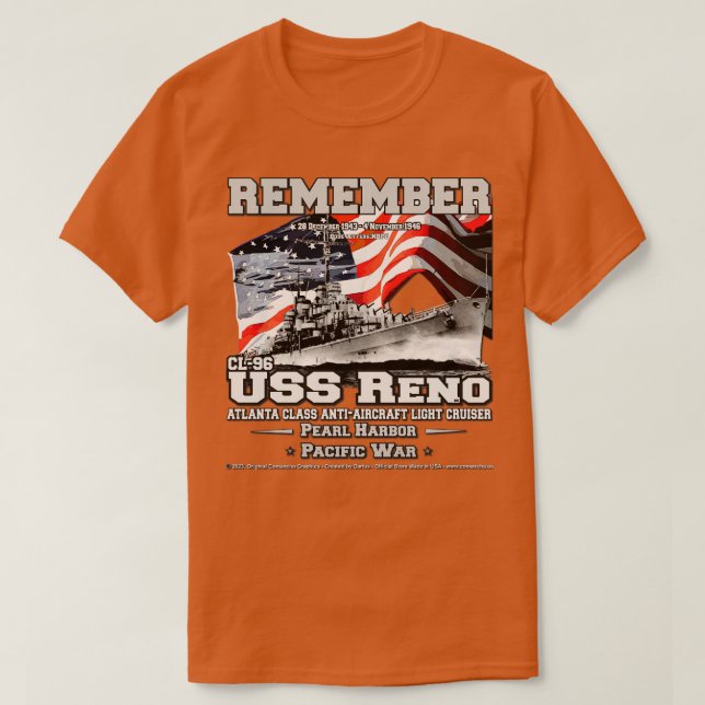 T-shirt US Reno CL96 Atlantaclass léger croiseur anciens (Design devant)
