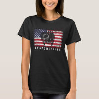 US Softball Player American Flag Softball Catcher