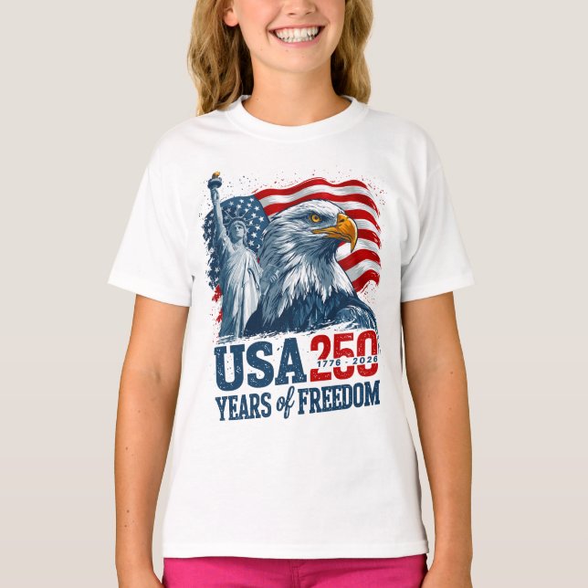 T-shirt USA 250 America's Semiquincentenl Liberty & Eagle (Devant)