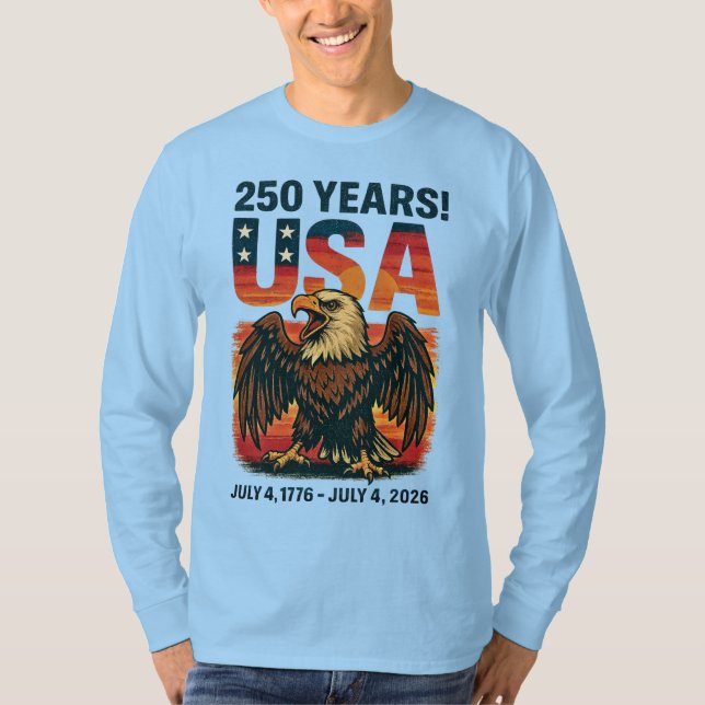 T-shirt USA 250 Years - Patriotic Bald Eagle 4 juillet 202 (Devant)